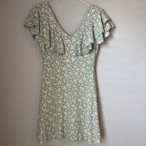 Altar’d State Green & White Floral Mini Dress Size Small Cottagecore
